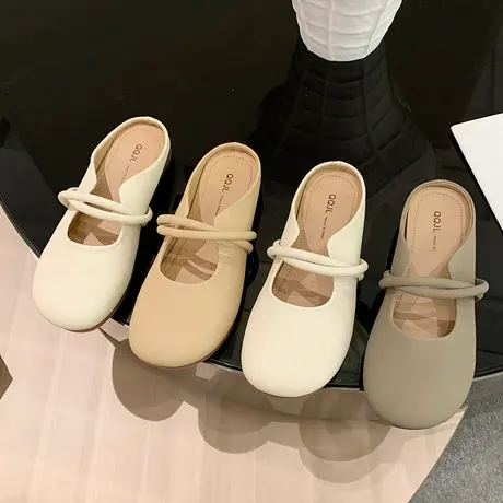 软底包头半拖鞋女外穿2024新款春款平底懒人孕妇一脚蹬半托鞋拖夏商品大图