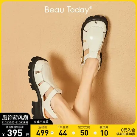 BeauToday凉鞋2024女新款粗跟玛丽珍时尚平底厚底包头凉鞋女小众商品大图