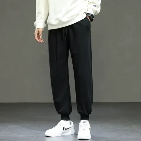 秋季长裤子男士运动裤束脚冬款加绒加厚黑色休闲裤男款初中生卫裤商品大图