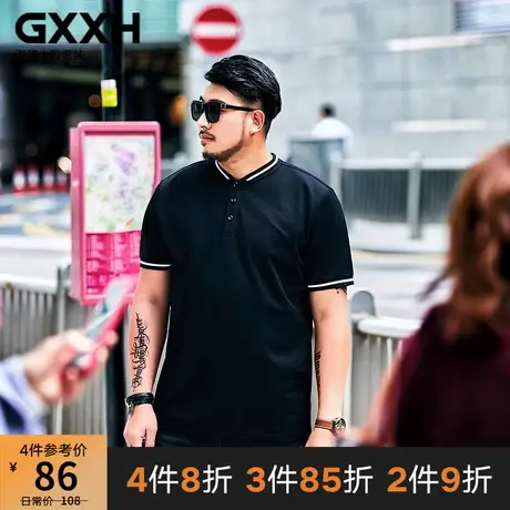GxxH潮牌大码男装短袖加肥加大polo衫胖人胖子宽松休闲男士上衣商品大图