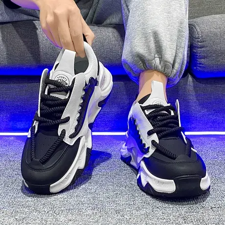 莆田男鞋春夏季潮流百搭休闲老爹鞋男款厚底中学生跑步防滑运动鞋商品大图