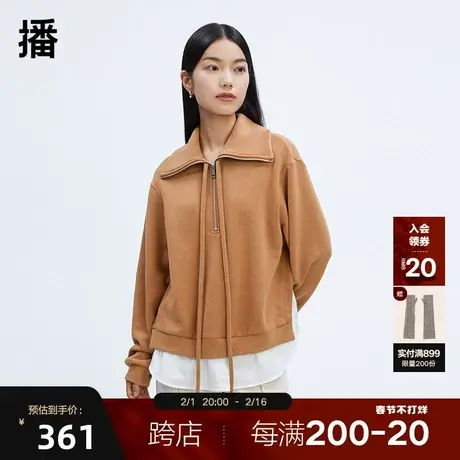 播假两件翻领卫衣2023秋季新品拉链休闲上衣女外套DDQ4VD5314图片