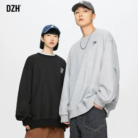 情侣宽松卫衣潮牌男士美式圆领上衣2024年春季新款长袖t恤情侣装图片