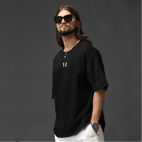 Ohlyah春夏潮牌简约TZ字母印花宽松圆领休闲情侣短袖t恤男女同款商品大图