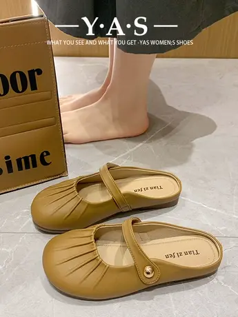 法式晚风拖鞋女春季外穿2024新款配裙子仙女风凉拖复古包头穆勒鞋图片