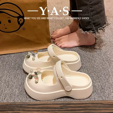 厚底踩屎感拖鞋女夏季外穿爆款医护洞洞鞋2024年新款仙女风凉鞋子图片