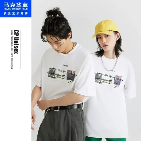 马克华菲XGAOWeiqian联名短袖T恤男夏季新款情侣潮流印花t商品大图