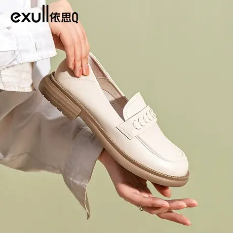 依思q英伦风小皮鞋女2024新款春秋单鞋低跟玛丽珍厚底圆头乐福鞋商品大图