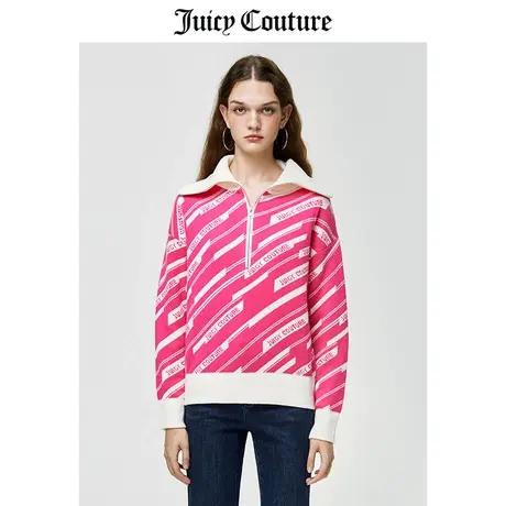 Juicy Couture橘滋毛衣女美式春季新款卫衣提花翻领毛织套头衫女商品大图
