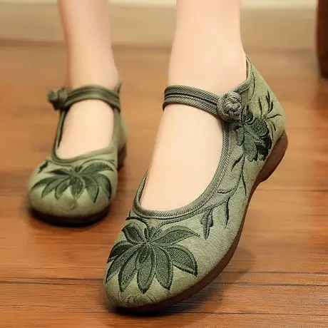 老北京布鞋旗舰店官方女款妈妈鞋女士中老年女鞋一脚蹬软底绣花鞋商品大图