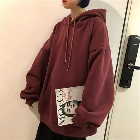 chic卫衣女2020秋冬宽松韩版潮ins连帽上衣加绒加厚waitmore外套商品大图