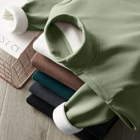 2023秋冬半高领打底衫男双面德绒韩内搭保暖中领长袖t恤加绒加厚图片