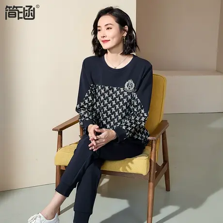 中年妈妈秋装运动套装女洋气2024春季简涵大码宽松休闲两件套图片