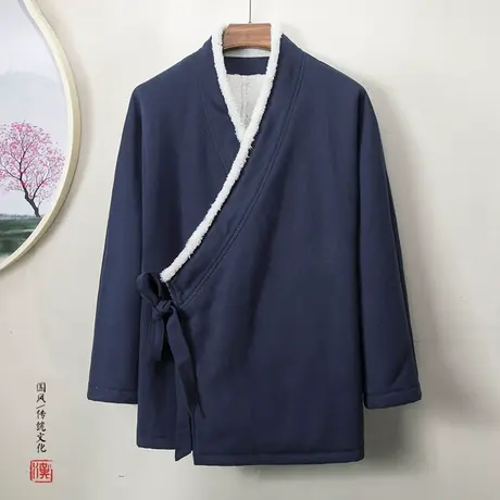 加绒棉服中式道袍上衣中国风改良汉服古风禅服棉袄秋冬斜襟面包服图片