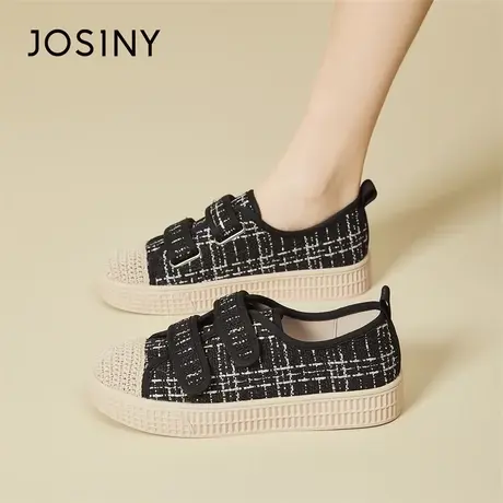 Josiny/卓诗尼帆布鞋女2024新款春季运动休闲女鞋子学生豆豆网鞋商品大图
