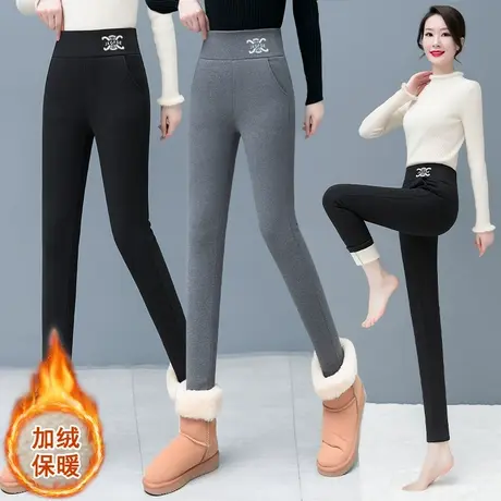 羊羔绒打底裤女秋冬天外穿2023新款高腰提臀小脚裤子芭比裤裤厚图片