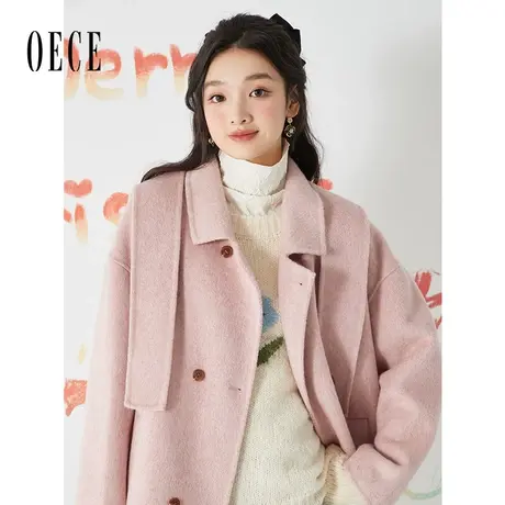 【12.12新品】Oece高级感双面呢大衣2022冬季新款羊毛呢子外套女商品大图