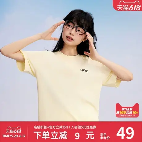 美特斯邦威T恤短袖女2025夏季新款简约潮流印花宽松短袖恤上衣图片
