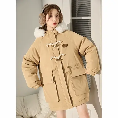 唐狮美拉德学院风羽绒服女中长款冬季新款爆款加厚连帽外套潮流商品大图