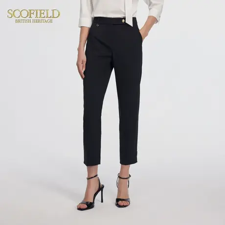Scofield女装高腰气质休闲裤时尚黑色西装长裤夏季裤子图片