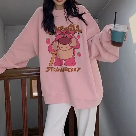 欧美hiphop潮牌圆领卫衣女秋季薄款ins潮大码高街设计感外套上衣商品大图