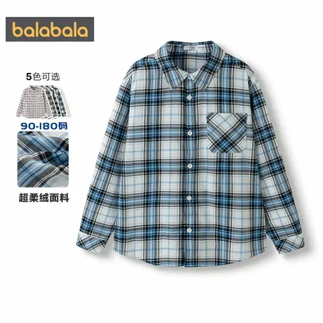 【商场同款】巴拉巴拉男童长袖衬衫中大童格子衬衣春秋款童装上衣商品大图
