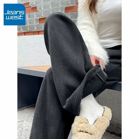 KV真维斯深灰直筒裤女款2025新款宽松休闲百搭卫裤通勤风阔腿裤子商品大图