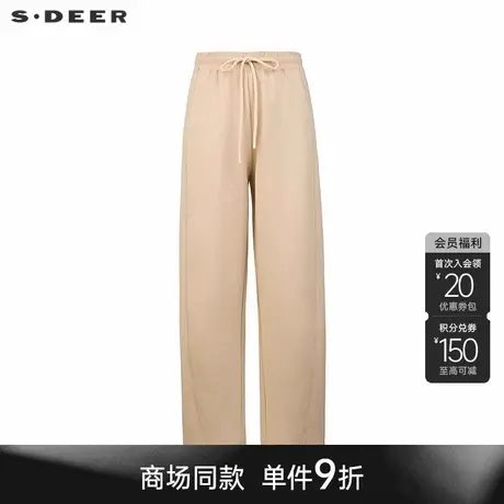 【商场同款】sdeer圣迪奥女休闲高腰松紧插袋拼接长裤S25380817图片