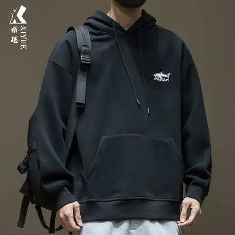 希越380克重磅卫衣男宽松大码秋季新款刺绣连帽衫上衣男女同款潮商品大图