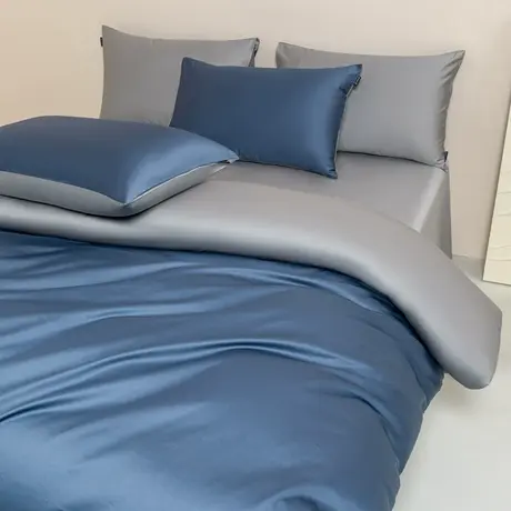 恒源祥50双股长绒棉简约纯色四件套纯棉床单被套双人家用床上用品商品大图