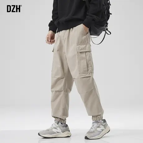男士卡其色束脚工装裤男2023年新款秋季纯棉裤子男款休闲裤冲锋裤商品大图
