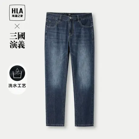 HLA/海澜之家三国演义系列牛仔裤24春夏新款五袋款水洗时尚长裤男图片