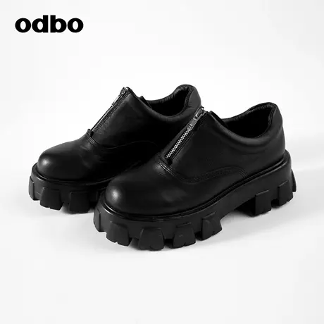 odbo/欧迪比欧原创设计厚底增高休闲靴女2023新款时尚圆头马丁靴商品大图
