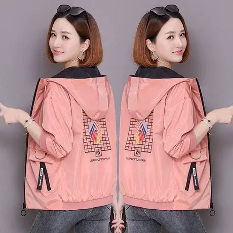 双面穿女士短外套女春秋中年妈妈小个子2023新款夹克女装上衣休闲图片