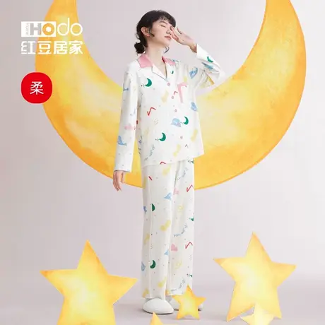 红豆【柔柔棉】睡衣女纯棉长袖可外穿卡通少女春秋全棉家居服套装商品大图