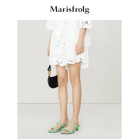 【商场同款】玛丝菲尔2023年夏季新款镂空蕾丝绣花廓形休闲短裤商品大图