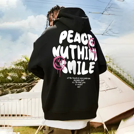 Nuthink欧美潮牌重磅420g加绒卫衣男潮高街潮流宽松春季保暖外套图片