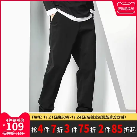 GxxH大码男装休闲裤男士直筒宽松长工装裤潮流百搭冬季纯色裤子商品大图