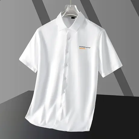 白色衬衫男短袖商务免烫抗皱夏季冰丝薄款衬衣轻熟风高级感寸衫男商品大图