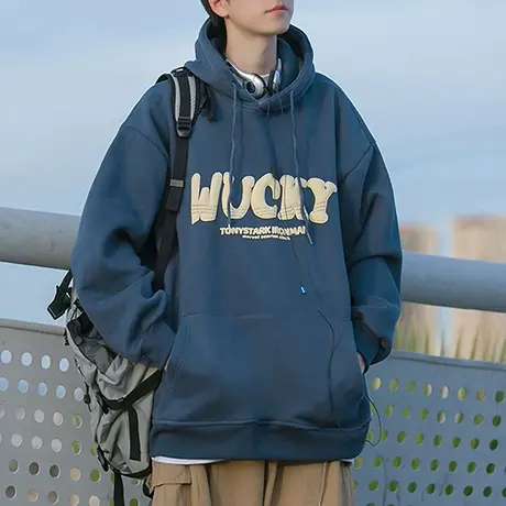 立体发泡印花连帽卫衣男休闲宽松春秋季新款潮流套头帽衫上衣外套商品大图