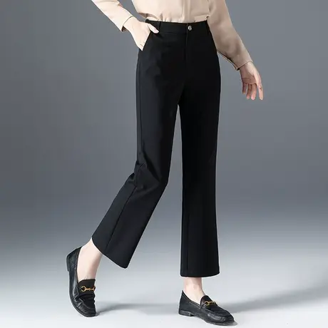 高腰黑色西装微喇裤女小个子九分裤2024新款妈妈裤子休闲裤喇叭裤商品大图