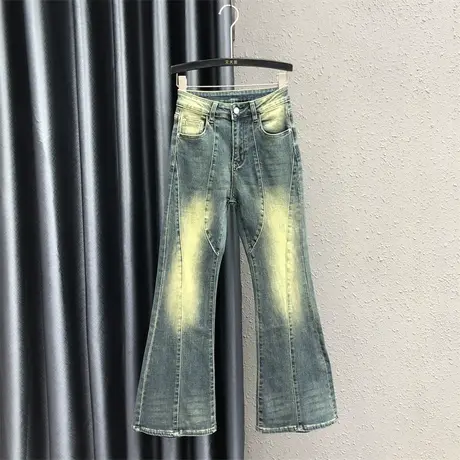 小众个性复古微喇牛仔裤2023秋冬季新款ins潮小个子阔腿拖地裤女商品大图