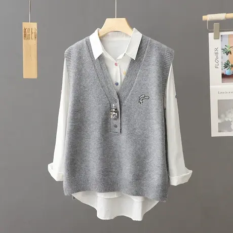 2024年秋季新款针织马甲背心女外套秋冬外搭毛衣坎肩宽松上衣马夹图片