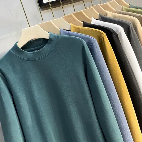 2023年秋冬新款中半高领双面德绒加厚打底衫男t恤内搭保暖上衣春商品大图