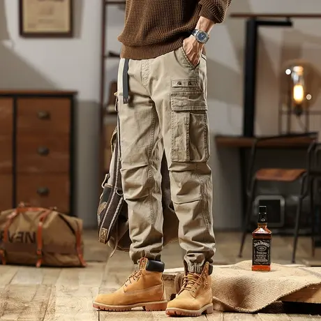 男款裤子百搭男生工装长裤宽松大码长裤宽松时尚潮流束脚工装商品大图