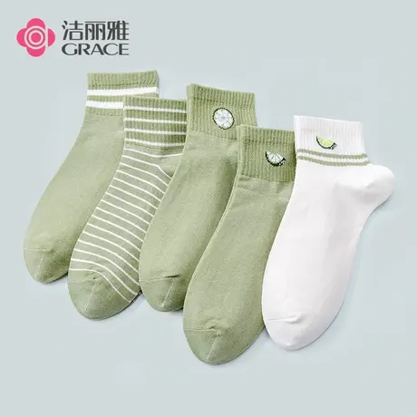 洁丽雅袜子女士中筒袜春夏季纯棉ins潮网红春秋款夏天薄款长袜女商品大图
