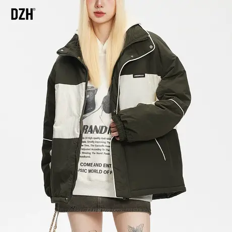 男士拼接外套男冬棉服男款冬季加厚男装2024新款宽松保暖美式棉衣商品大图