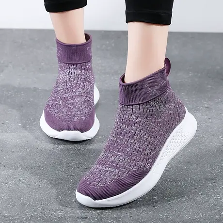 老北京布鞋女高帮袜子鞋秋季妈妈短靴休闲运动鞋2023新款中年鞋子商品大图