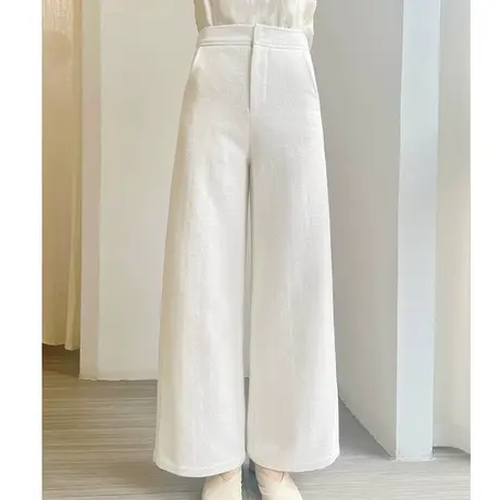 素飞【T60380】秋冬新款呢料阔腿裤女文艺裤子图片