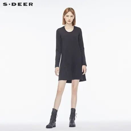 sdeer圣迪奥女简约A廓绣花连衣裙S16481269图片